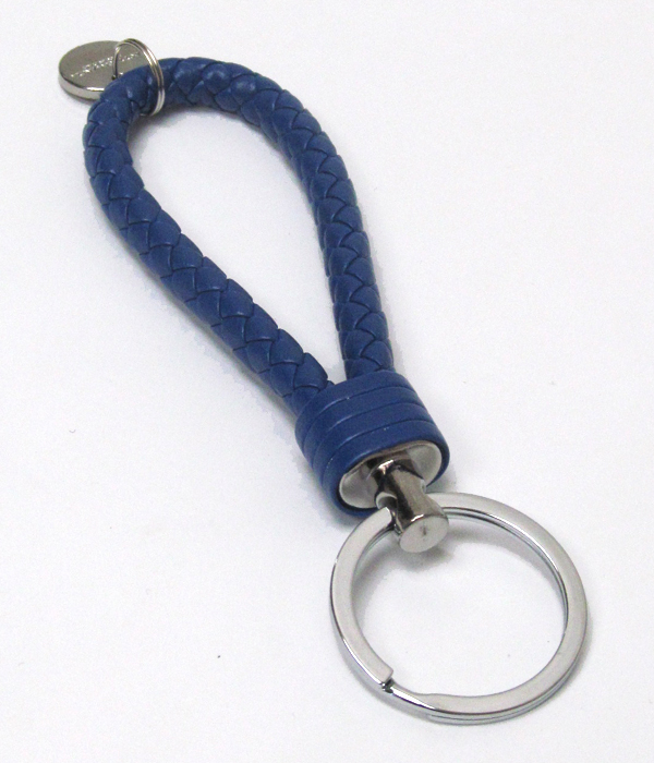 Braided leather keychain keyring