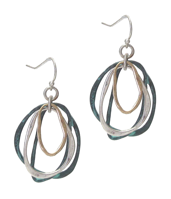Multi metal oval mix earring
