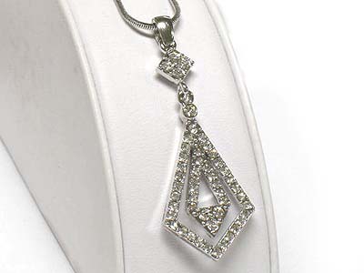 Crystal neck tie shape pendant necklcae