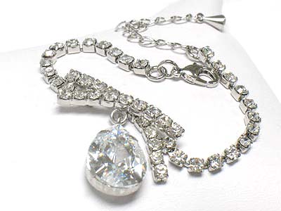 Tear shape cz stone drop rhinestone bracelet