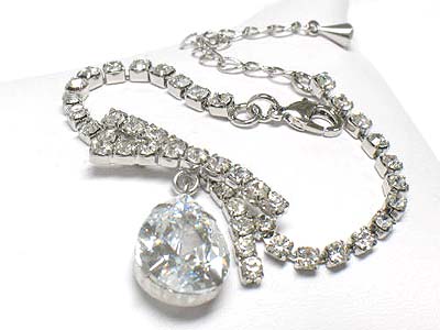 TEAR SHAPE CZ STONE DROP RHINESTONE BRACELET