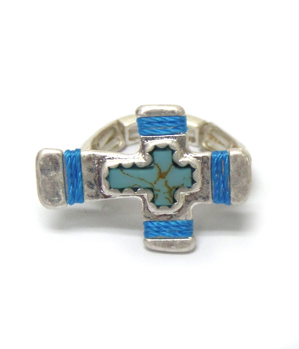 Metal tribal style cross ring 