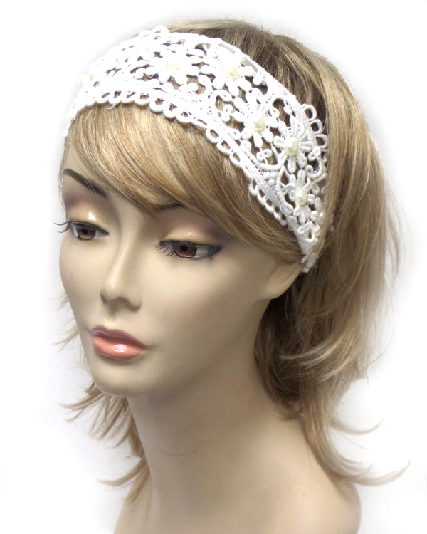 Flower lace with pearl headband