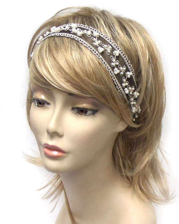 Lace with small pearls headband