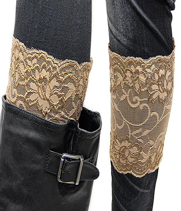 Vintage lace flower pattern leg accessory - boot cuffs