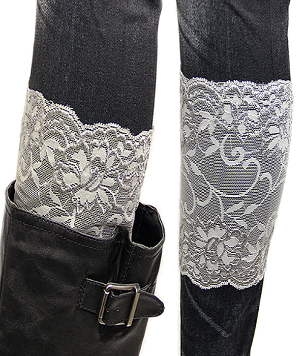 Vintage lace flower pattern leg accessory - boot cuffs