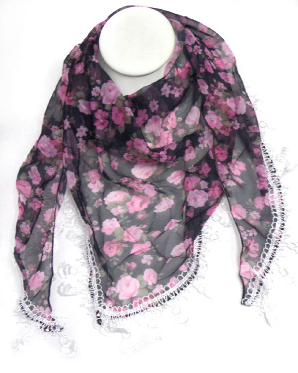Flower with tassel scarf