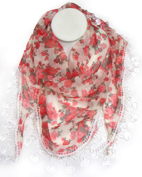 Flower with tassel scarf