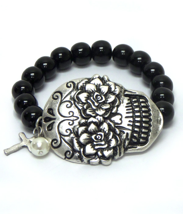 Sugar skull linked beads bracelet
