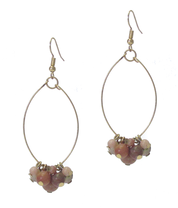 Ball stone dangle on wire earring