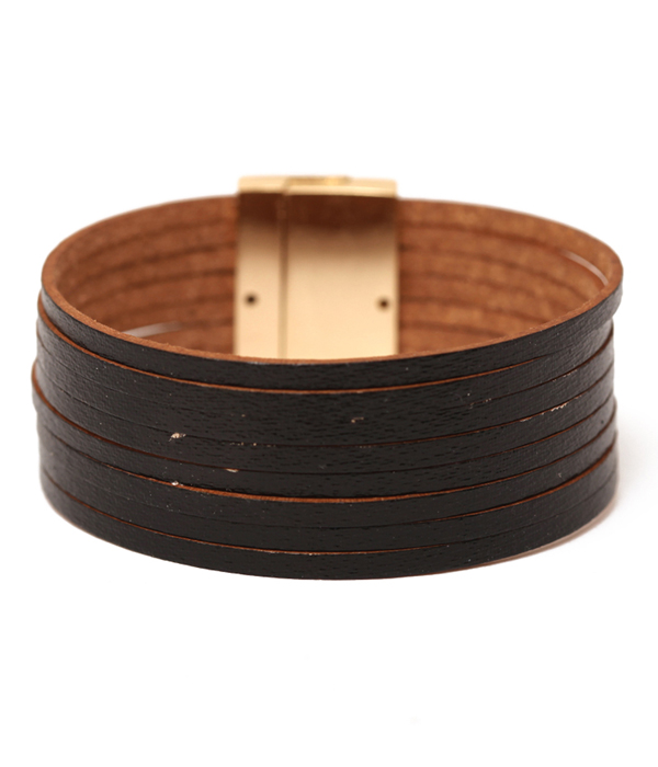 Multi leather magnetic bracelet