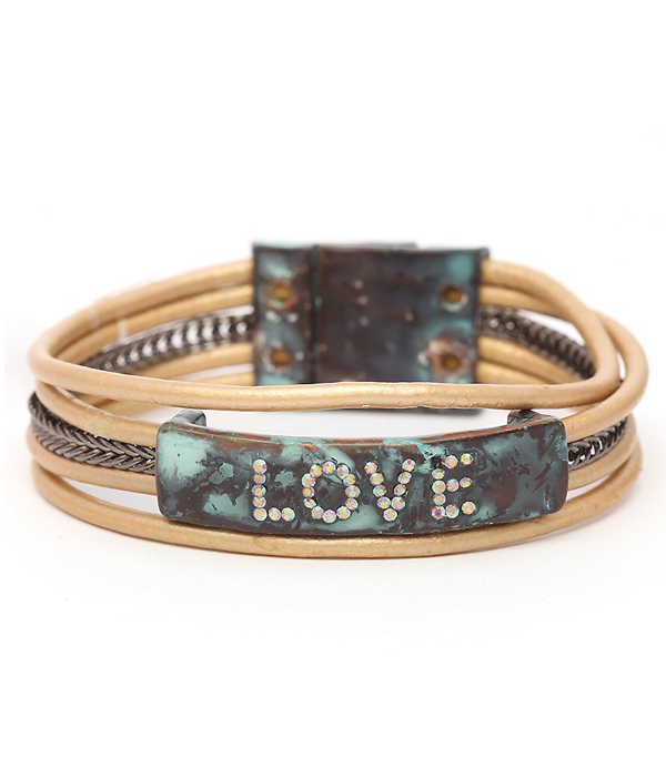 RELIGIOUS INSPIRATION LEATHER BAND MAGNETIC BRACELET - LOVE