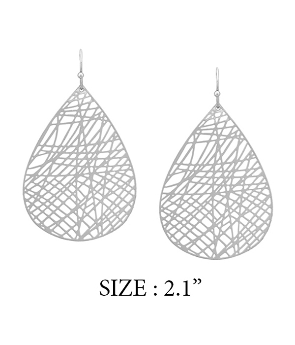 METAL FILIGREE TEARDROP EARRING