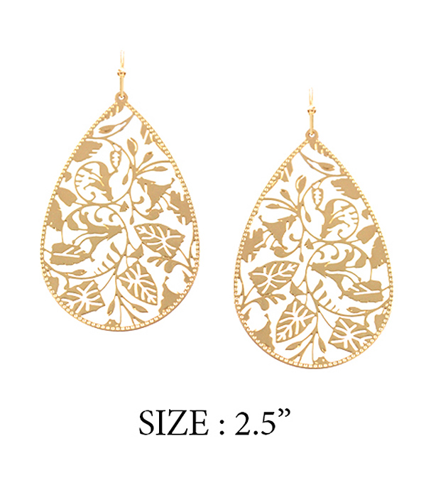Garden theme metal teardrop earring