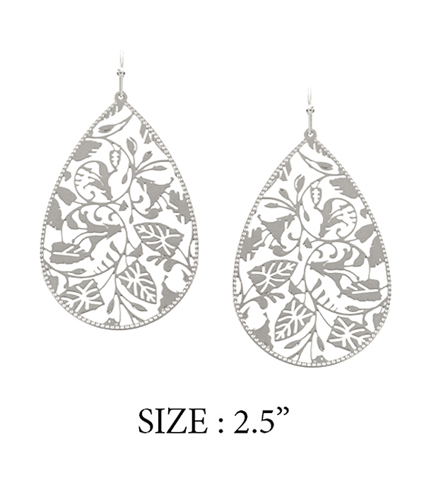 GARDEN THEME METAL TEARDROP EARRING