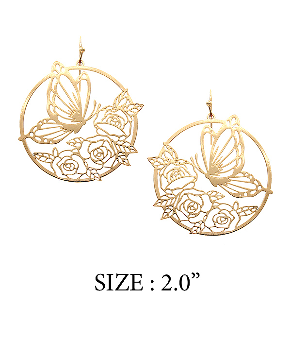 Butterfly and rose earring