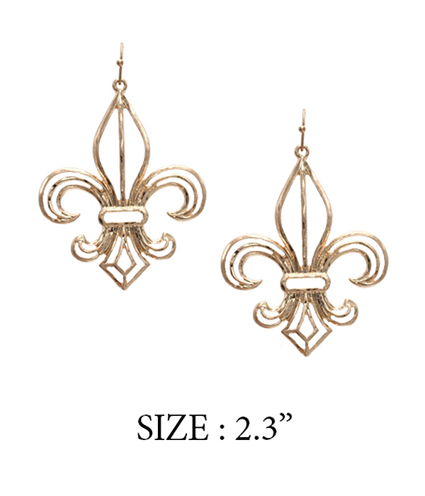 METAL WIRE FLEUR DE LIS EARRING