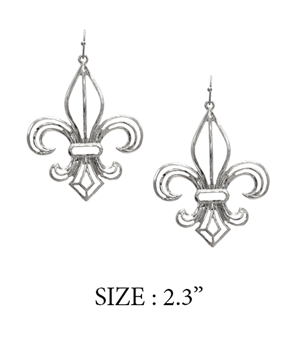 METAL WIRE FLEUR DE LIS EARRING