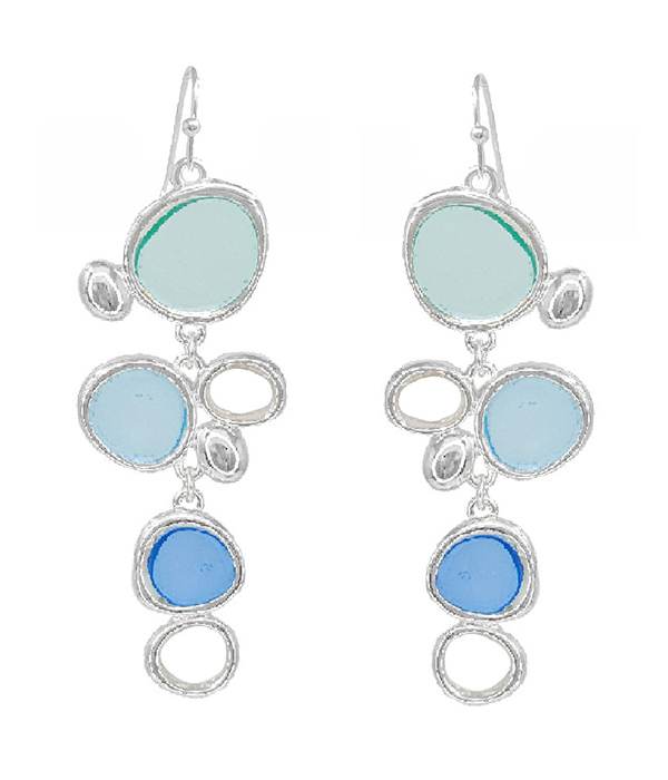 Window epoxy pebble dangle earring