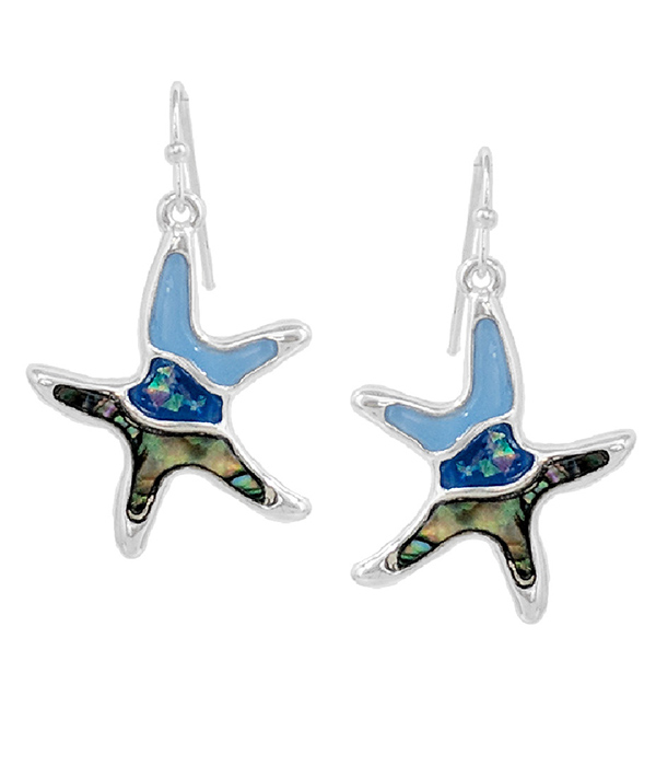 Sealife theme epoxy opal earring - starfish