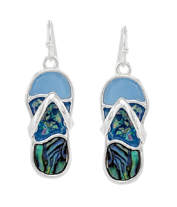 Sealife theme epoxy opal earring - flipflop