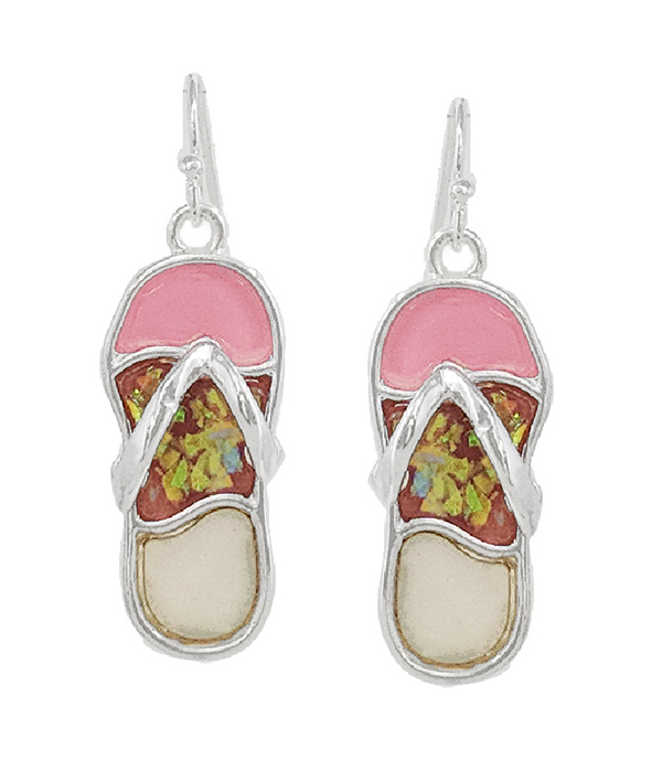 Sealife theme epoxy opal earring - flipflop