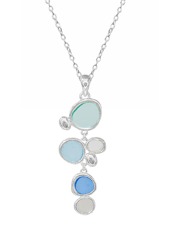 Window epoxy pebble pendant necklace
