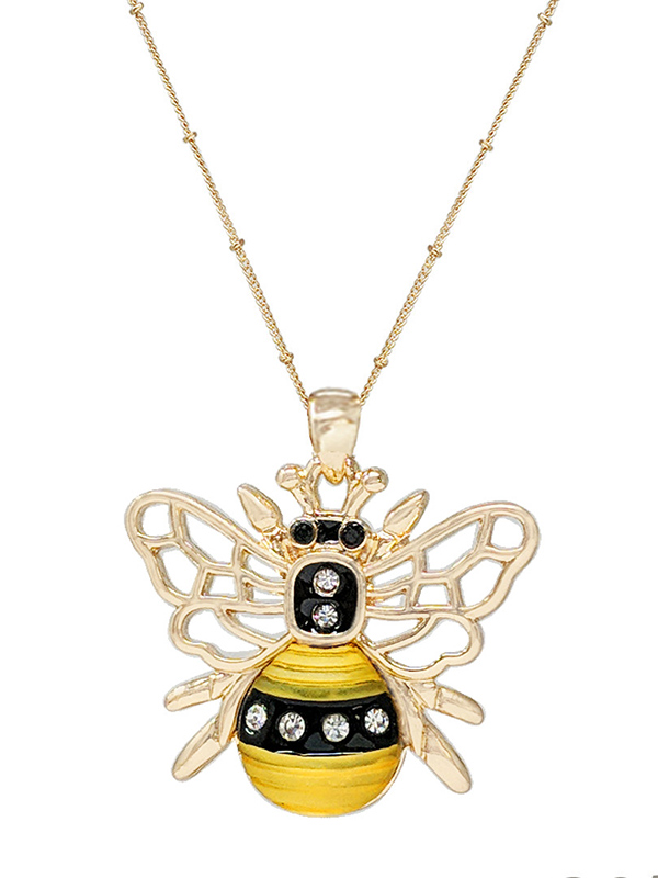 Garden theme bug pendant necklace - bumble bee