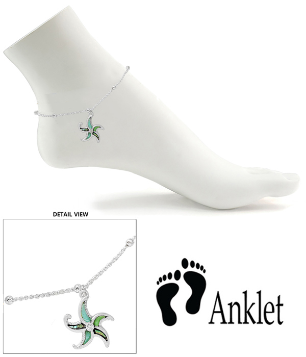 Sealife theme window epoxy anklet - starfish