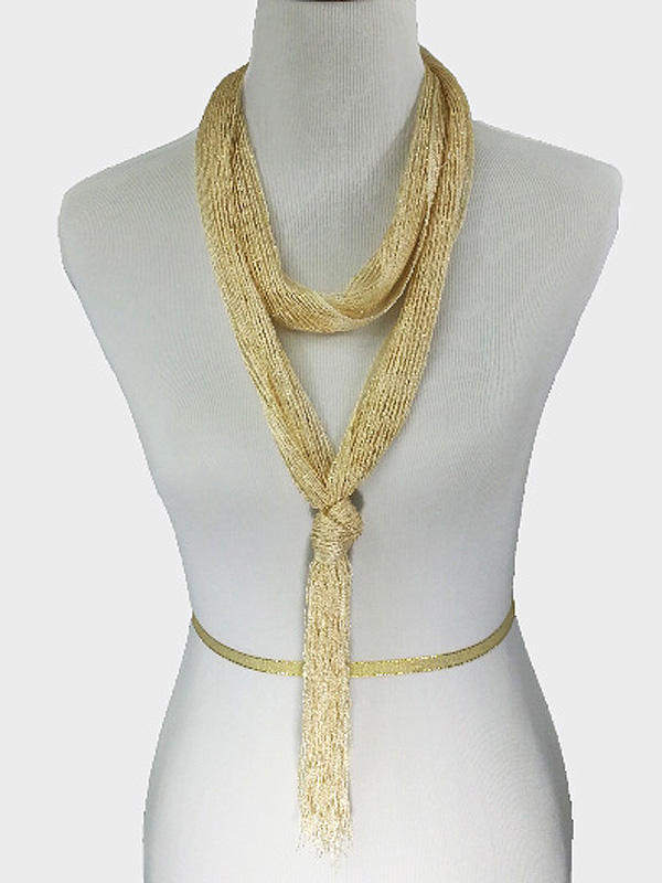 Metalic fabric lurex tie sash scarf