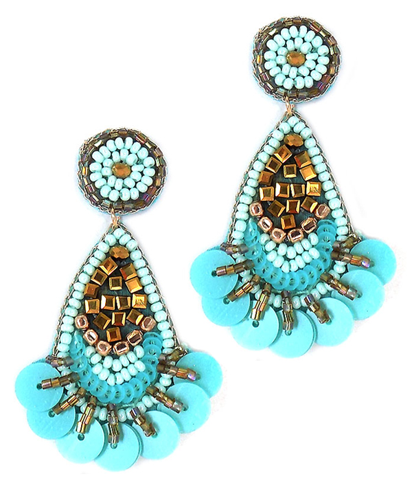 Handmade seedbead mix and teardrop earring