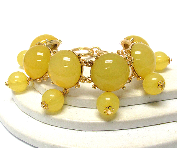 Multi acryl puffy round bubble toggle bracelet