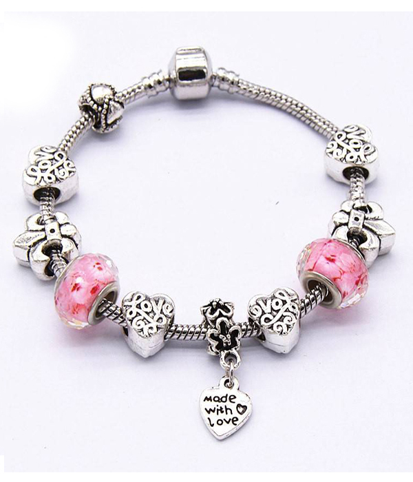 STYLE INTERCHNAGEABLE EUROPEAN CHARM BRACELET - I LOVE -VALENTINE