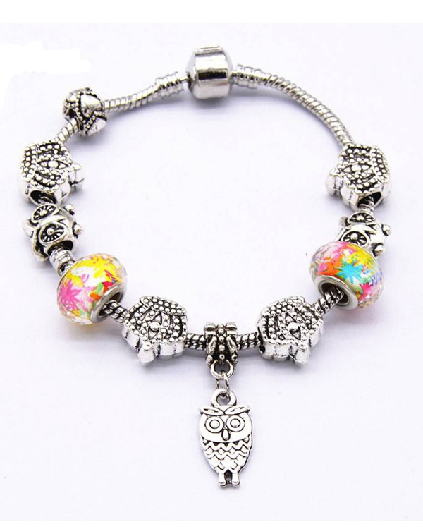 Pandora style interchnageable european charm bracelet - i love you? -valentine