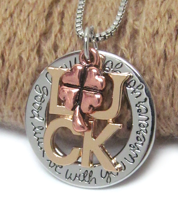 Inspiration message three piece pendant necklace - luck