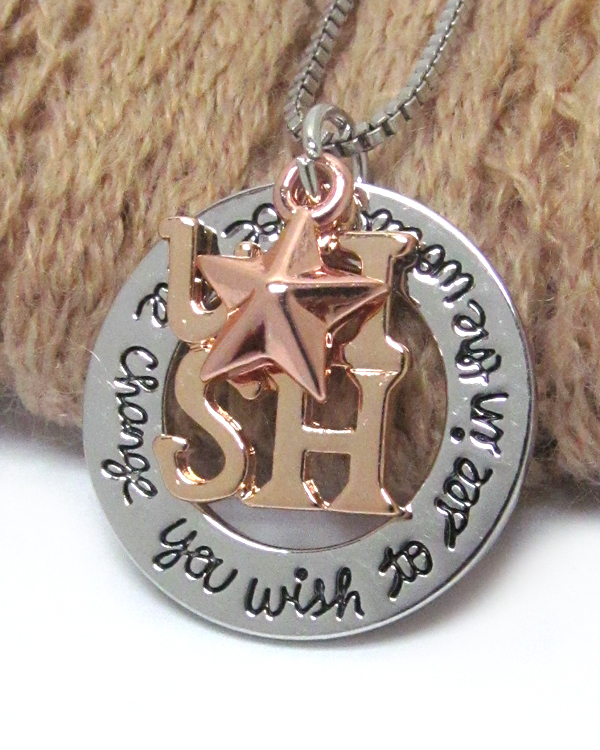 Inspiration message three piece pendant necklace - wish