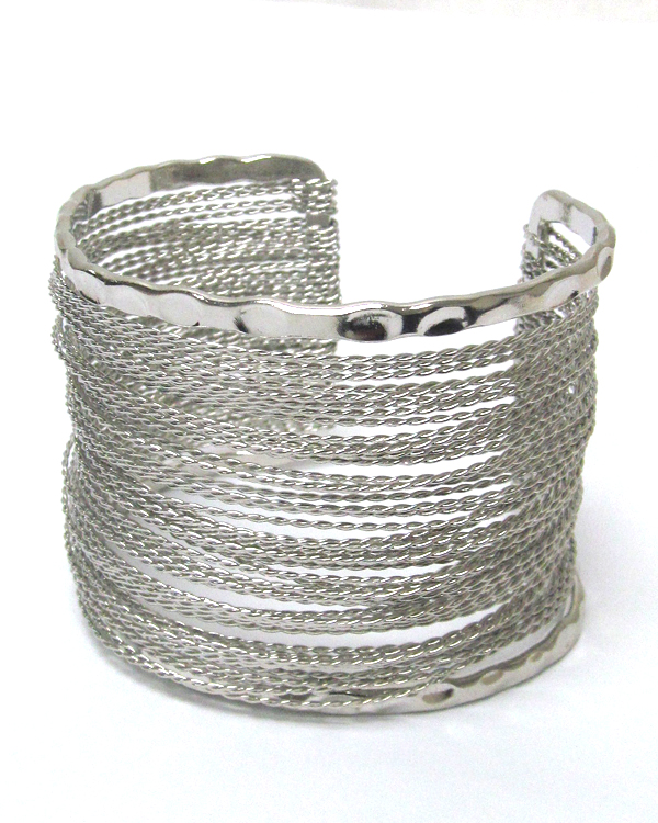 Multi low metal wire cuff bangle bracelet