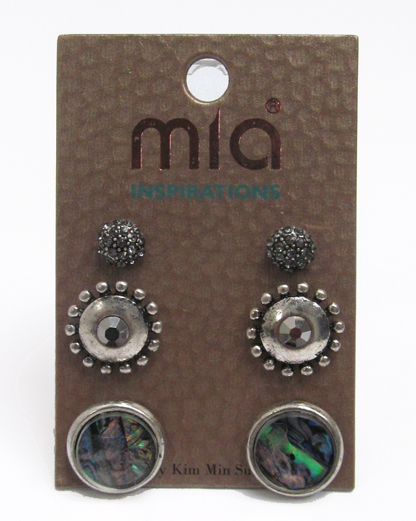 Mixed genuine stone three pair earring set?