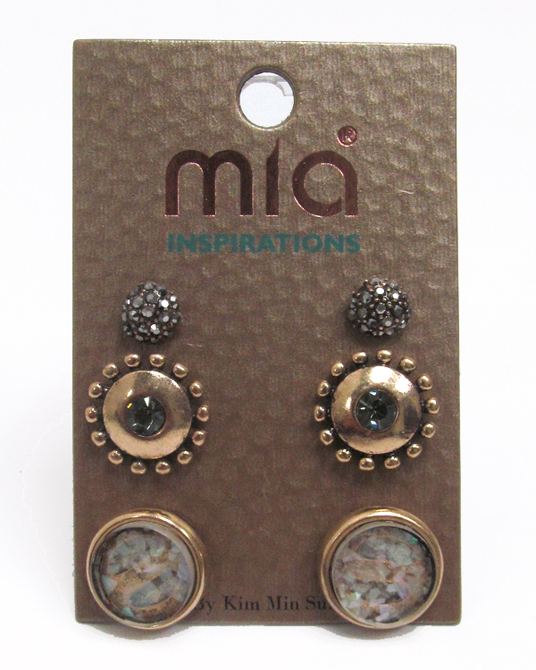 Mixed genuine stone three pair earring set?