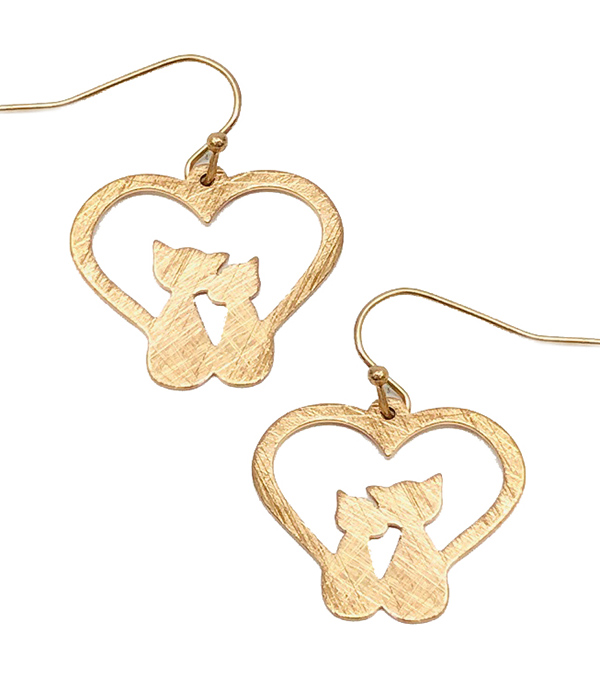 DOUBLE CAT HEART EARRING