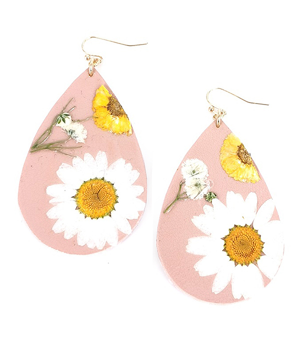 Flower theme teardrop earring