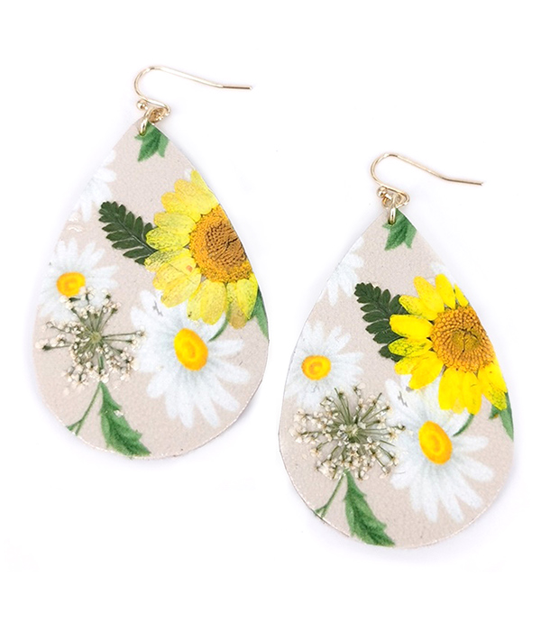 FLOWER THEME TEARDROP EARRING