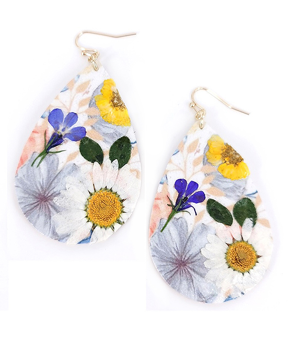 FLOWER THEME TEARDROP EARRING