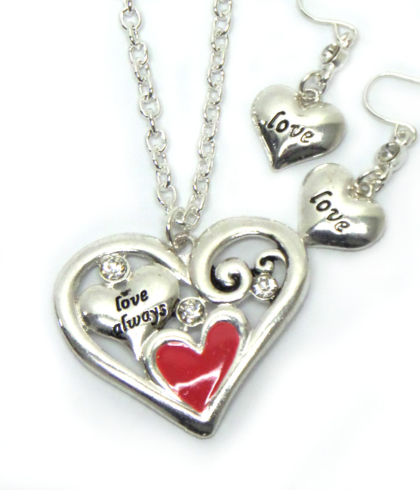 Love theme heart necklace set -valentine