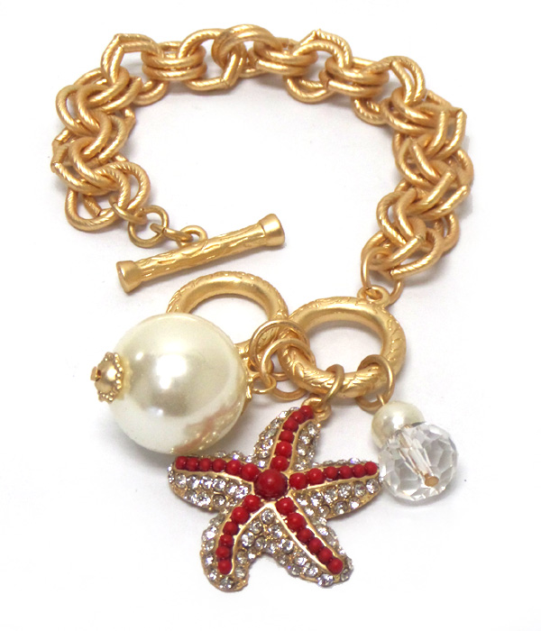 Sea starfish chain toggle bracelet
