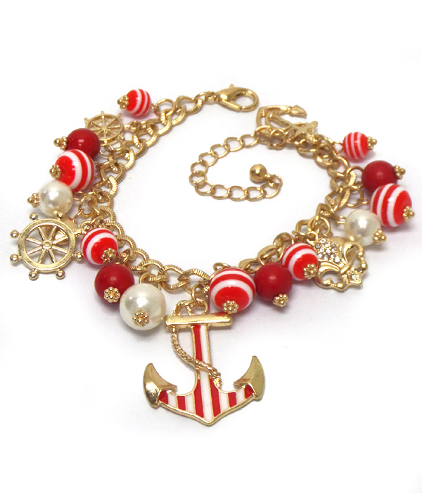 Metal anchor charm bracelet