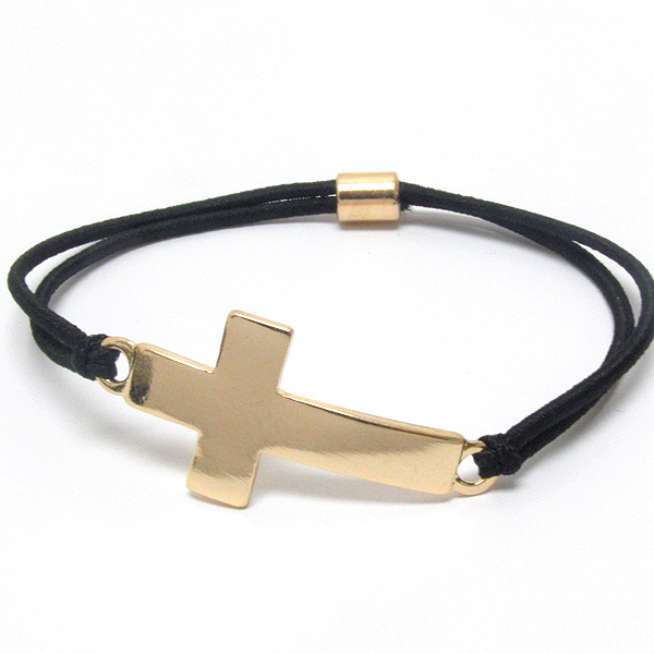 Plain metal cross stretch bracelet or pony tail band