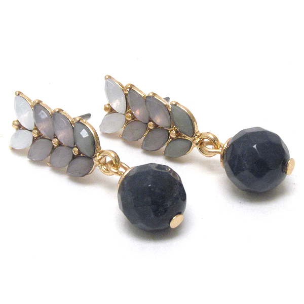 Colored stone leaf drop earring 