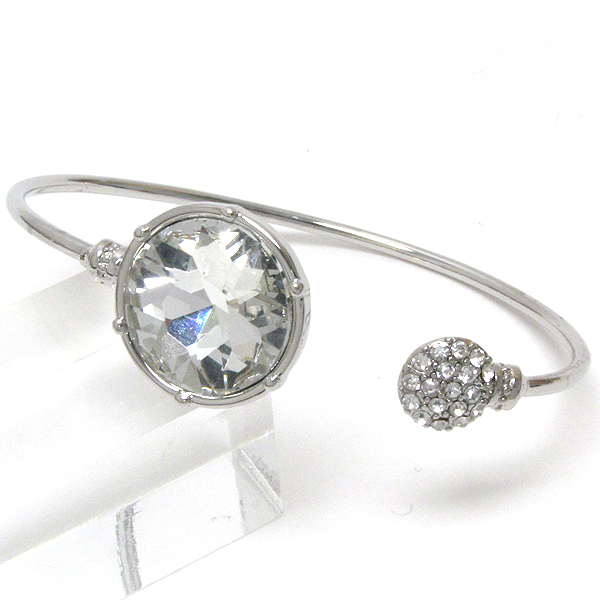 Crystal and facet glass tip wire bangle bracelet