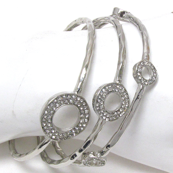 Crystal bubble wire bangle bracelet set of 3